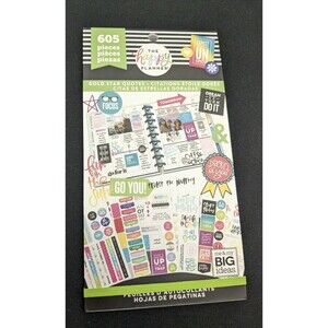 New Happy Planner MAMBI 605 Pc Sticker Book Gold Star Quotes Back To School